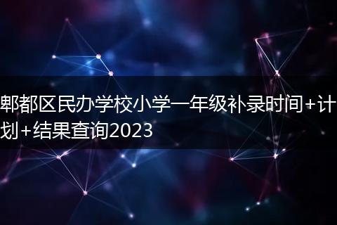 郫都区民办学校小学一年级补录时间+计划+结果查询2023