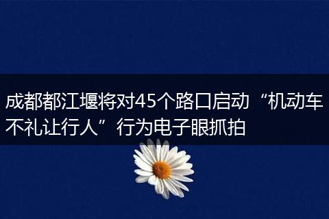 成都都江堰将对45个路口启动“机动车不礼让行人”行为电子眼抓拍