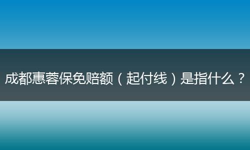 成都惠蓉保免赔额（起付线）是指什么？