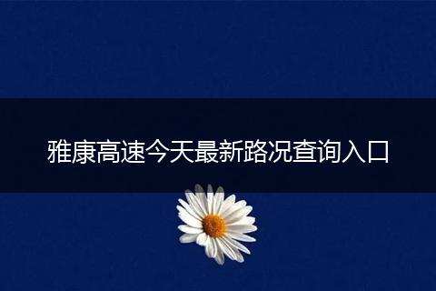 雅康高速今天最新路况查询入口
