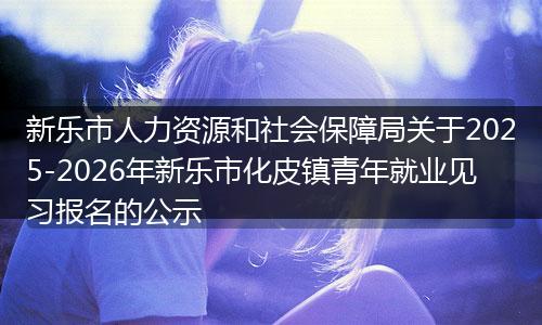 新乐市人力资源和社会保障局关于2025-2026年新乐市化皮镇青年就业见习报名的公示