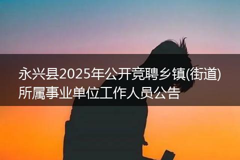 永兴县2025年公开竞聘乡镇(街道)所属事业单位工作人员公告