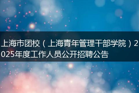 上海市团校(上海青年管理干部学院)2025年度工作人员公开招聘公告