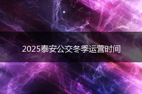 2025泰安公交冬季运营时间