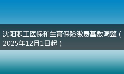沈阳职工医保和生育保险缴费基数调整(2025年12月1日起)