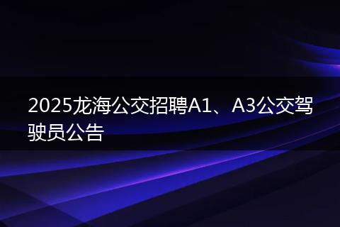 2025龙海公交招聘A1、A3公交驾驶员公告