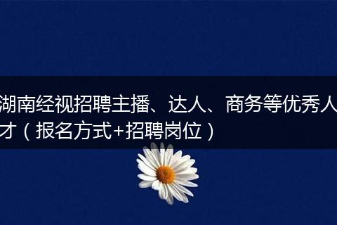 湖南经视招聘主播、达人、商务等优秀人才（报名方式+招聘岗位）
