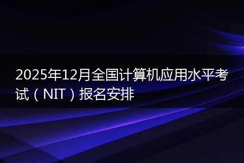 2025年12月全国计算机应用水平考试（NIT）报名安排