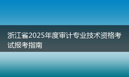 浙江省2025年度审计专业技术资格考试报考指南