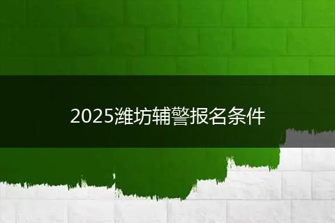 2025潍坊辅警报名条件