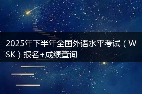 2025年下半年全国外语水平考试（WSK）报名+成绩查询