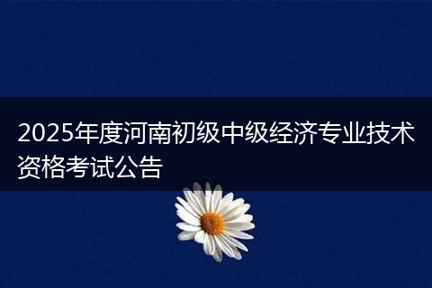 2025年度河南初级中级经济专业技术资格考试公告