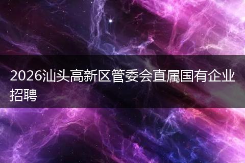 2026汕头高新区管委会直属国有企业招聘