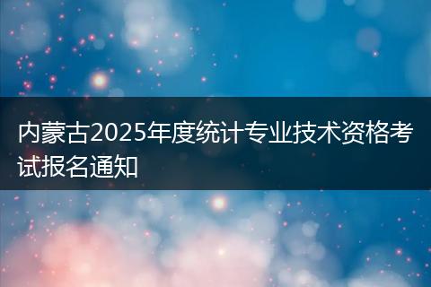 内蒙古2025年度统计专业技术资格考试报名通知