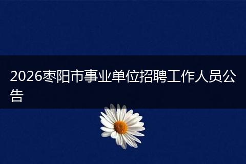 2026枣阳市事业单位招聘工作人员公告