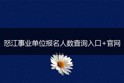 怒江事业单位报名人数查询入口+官网