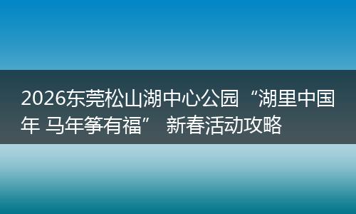 2026东莞松山湖中心公园“湖里中国年 马年筝有福” 新春活动攻略