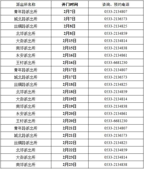 2026春节期间淄博户政窗口办公时间