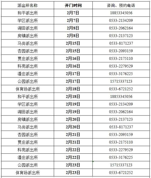 2026春节期间淄博户政窗口办公时间