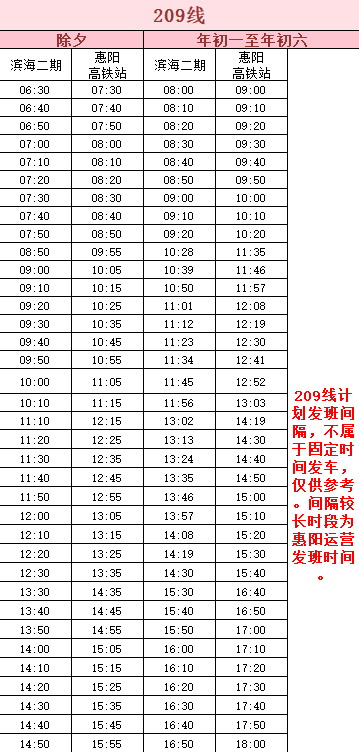 2026年春节期间大亚湾公交线路运营时间表