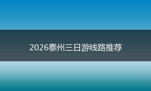 2026泰州三日游线路推荐