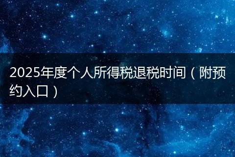 2025年度个人所得税退税时间（附预约入口）