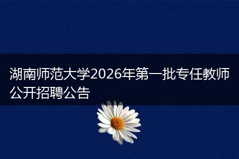 湖南师范大学2026年第一批专任教师公开招聘公告