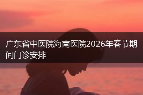 广东省中医院海南医院2026年春节期间门诊安排
