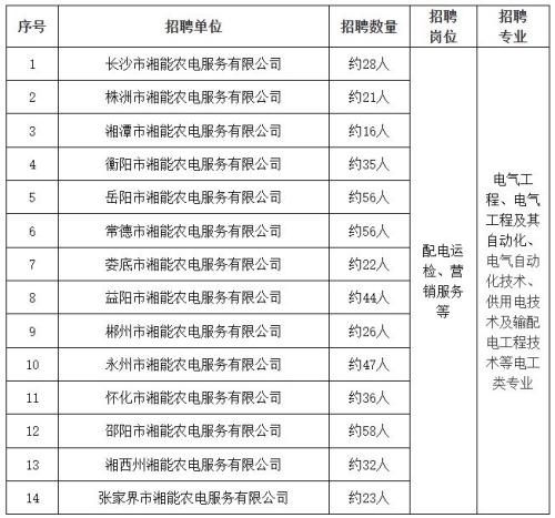 国网湖南省电力有限公司2026年高校毕业生招聘(第二批)岗位表