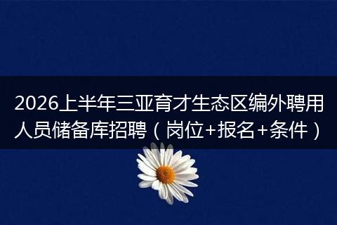 2026上半年三亚育才生态区编外聘用人员储备库招聘（岗位+报名+条件）