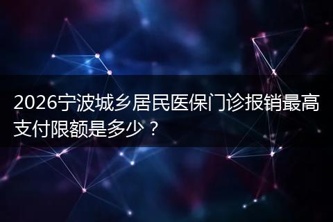 2026宁波城乡居民医保门诊报销最高支付限额是多少?