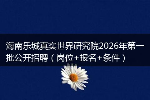 海南乐城真实世界研究院2026年第一批公开招聘(岗位+报名+条件)