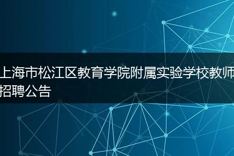 上海市松江区教育学院附属实验学校教师招聘公告