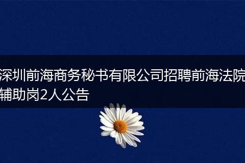 深圳前海商务秘书有限公司招聘前海法院辅助岗2人公告