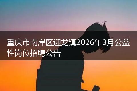 重庆市南岸区迎龙镇2026年3月公益性岗位招聘公告