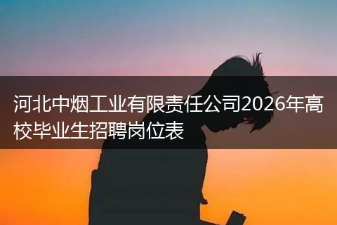 河北中烟工业有限责任公司2026年高校毕业生招聘岗位表