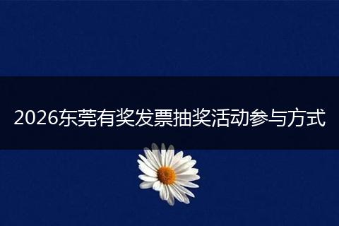 2026东莞有奖发票抽奖活动参与方式