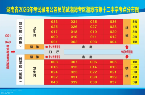 湘潭2026省考考试考点地图和考场分布图