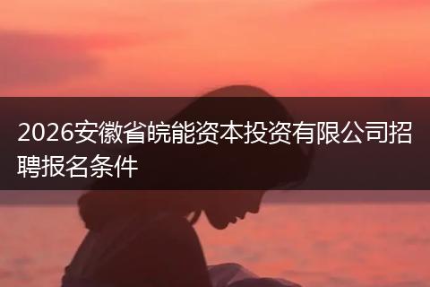 2026安徽省皖能资本投资有限公司招聘报名条件