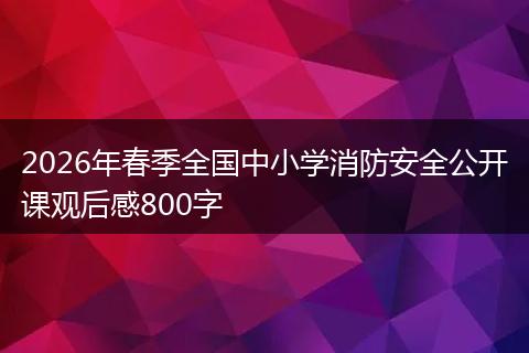 2026年春季全国中小学消防安全公开课观后感800字