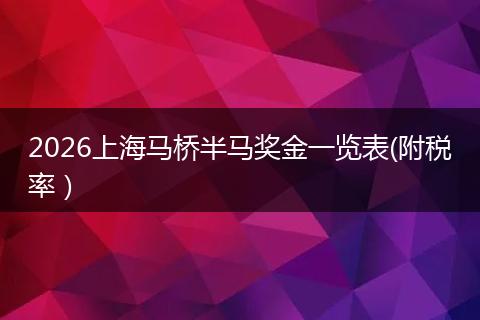2026上海马桥半马奖金一览表(附税率）