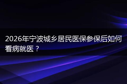 2026年宁波城乡居民医保参保后如何看病就医？