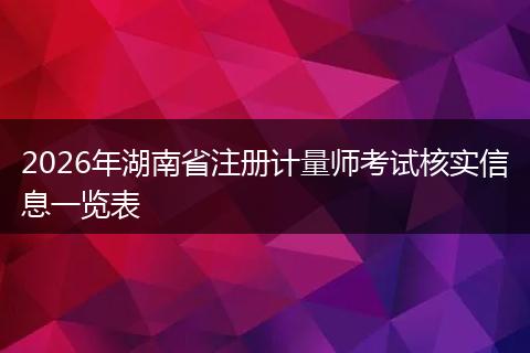 2026年湖南省注册计量师考试核实信息一览表