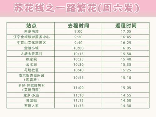 2026南京江宁全域旅游直通车路线安排