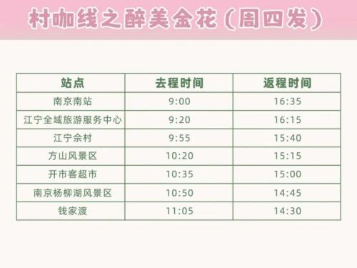 2026南京江宁全域旅游直通车路线安排
