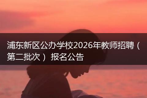 浦东新区公办学校2026年教师招聘（第二批次） 报名公告