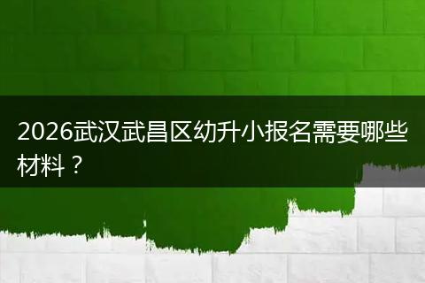 2026武汉武昌区幼升小报名需要哪些材料？
