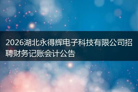 2026湖北永得辉电子科技有限公司招聘财务记账会计公告