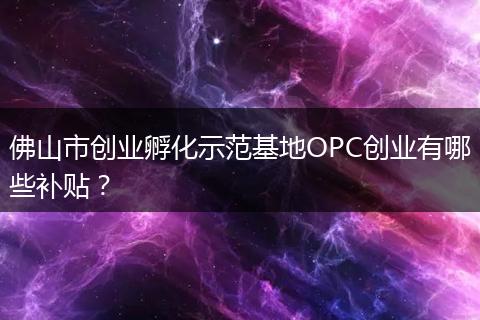 佛山市创业孵化示范基地OPC创业有哪些补贴？