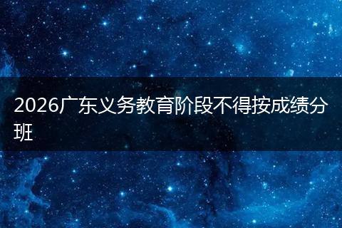2026广东义务教育阶段不得按成绩分班